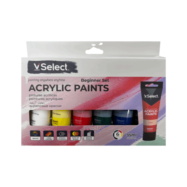 Conjunto De Tinta Acrílica Para Iniciantes 35ml 6 Cores
